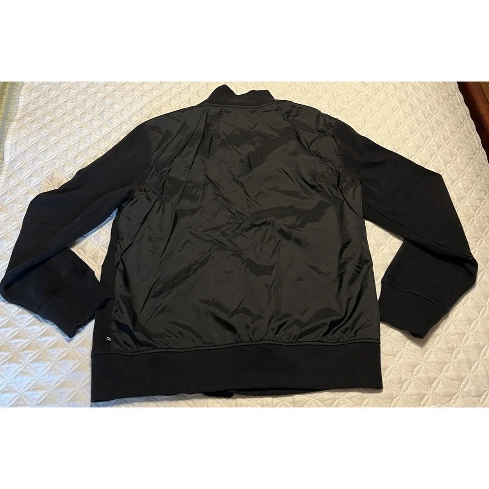 Mens Nautica Zip Up Sweater L Large Black Cotton Windbreaker Back